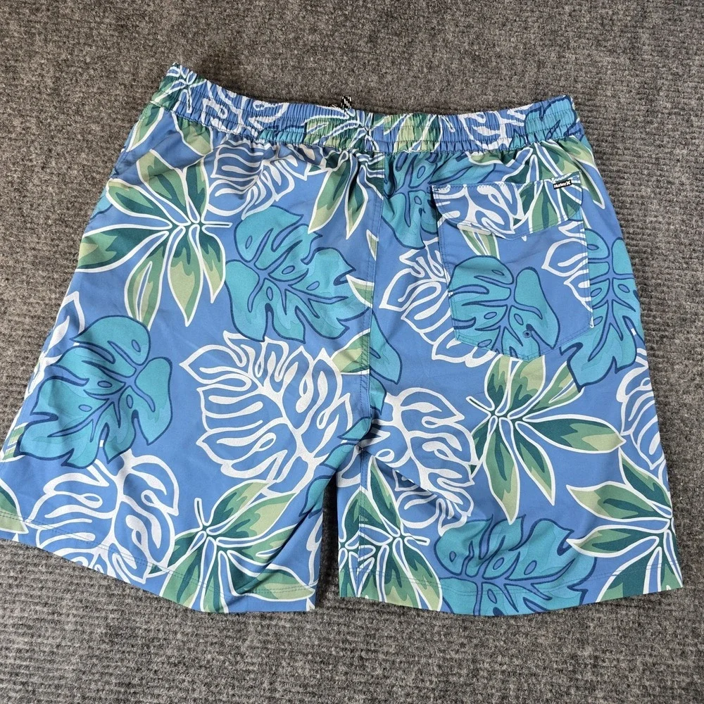 HURLEY Men's Tropical Board Shorts Lined Blue Floral ~ Size XL‎